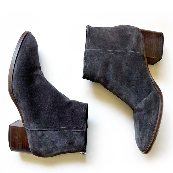 rag & bone WESLEY Suede Leather Gray Brown Ankle Boots Booties Stacked H… - Picture 6 of 14
